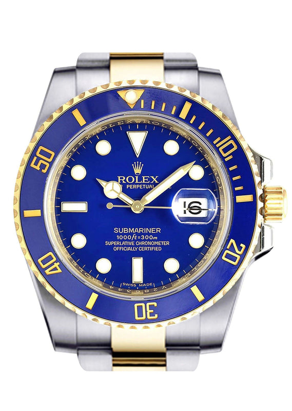 ROLEX SUBMARINER 40 | 18K YELLOW GOLD & STEEL WATCH | OYSTER BAND | BLUE CERAMIC BEZEL