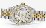 Womens Diamond Gold Hidden Clasp Rolex Watch | 1 Carat Bezel | 26Mm | Mother of Pearl Dial | Jubilee Band | Model 179173