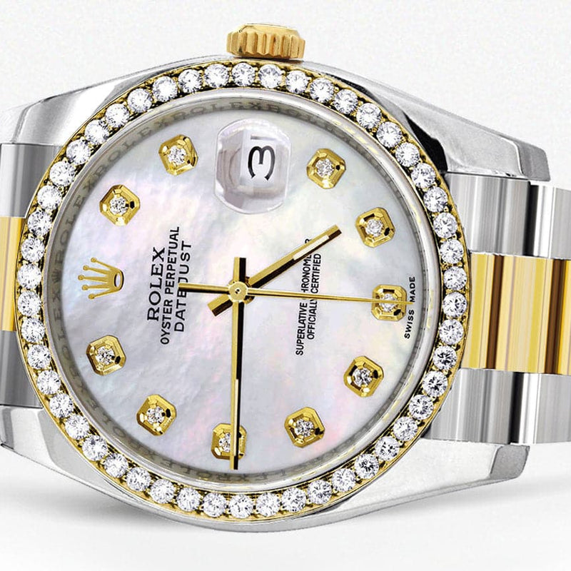 116233 | Diamond Gold Rolex Watch For Men | 36Mm | Mother Of Pearl Dial | Oyster Band
