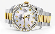 116233 | Diamond Gold Rolex Watch For Men | 36Mm | Mother Of Pearl Dial | Oyster Band