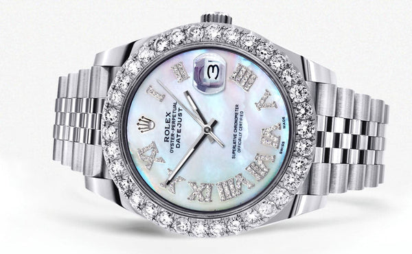 Rolex Datejust 41 Watch | 41 MM | Custom Mother of Pearl Roman Diamond Dial | Jubilee Band