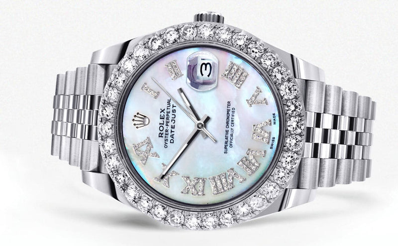 Rolex Datejust 41 Watch | 41 MM | Custom Mother of Pearl Roman Diamond Dial | Jubilee Band