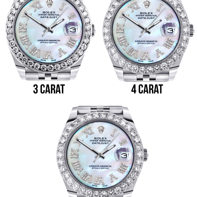 Rolex Datejust 41 Watch | 41 MM | Custom Mother of Pearl Roman Diamond Dial | Jubilee Band