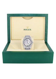 Iced Out Rolex Datejust 36 MM | Stainless Steel | 16.5 Carats of Diamonds | Mother of Pearl Diamond Dial | Jubilee Band | Model 116200