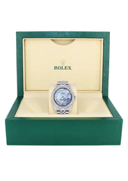 Iced Out Rolex Datejust 36 MM | Stainless Steel | 16.5 Carats of Diamonds | Blue Mother of Pearl Roman Diamond Dial | Jubilee Band | Model 116200