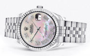 Diamond Rolex Watch | 68274 | Fluted Bezel | 31MM | Mother of Pearl Diamond Dial | Jubilee Band