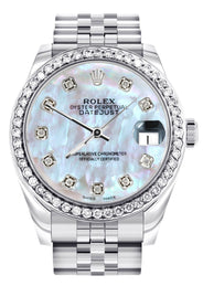 Diamond Rolex Watch | 68274 | Diamond Bezel | 31MM | Mother of Pearl Diamond Dial | Jubilee Band