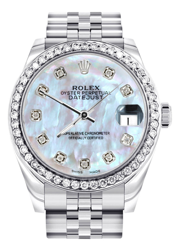 Diamond Rolex Watch | 68274 | Diamond Bezel | 31MM | Mother of Pearl Diamond Dial | Jubilee Band