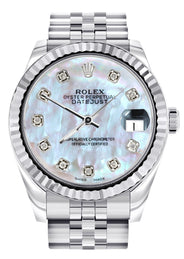 Diamond Rolex Watch | 68274 | Fluted Bezel | 31MM | Mother of Pearl Diamond Dial | Jubilee Band
