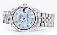 Diamond Rolex Watch | 68274 | Fluted Bezel | 31MM | Mother of Pearl Diamond Dial | Jubilee Band