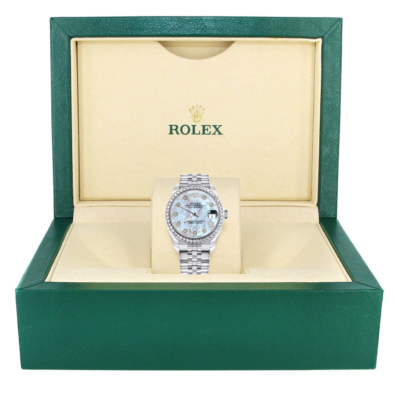 Diamond Rolex Watch | 68274 | Diamond Bezel | 31MM | Mother of Pearl Diamond Dial | Jubilee Band