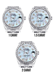 Diamond Rolex Watch | 68274 | Diamond Bezel | 31MM | Mother of Pearl Diamond Dial | Jubilee Band