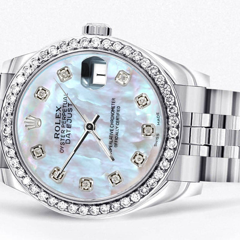 Diamond Rolex Watch | 68274 | Diamond Bezel | 31MM | Mother of Pearl Diamond Dial | Jubilee Band