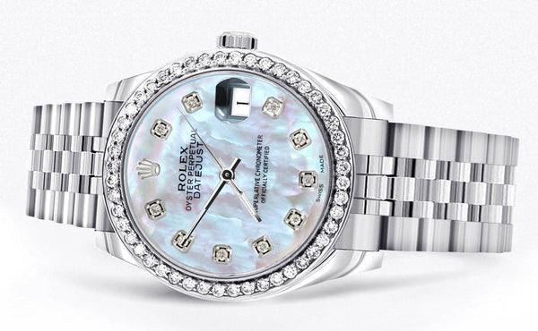 Diamond Rolex Watch | 68274 | Diamond Bezel | 31MM | Mother of Pearl Diamond Dial | Jubilee Band