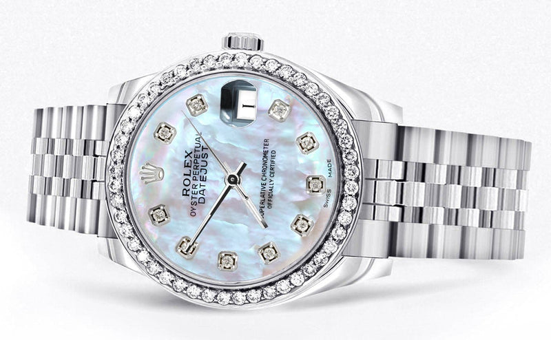 Diamond Rolex Watch | 68274 | Diamond Bezel | 31MM | Mother of Pearl Diamond Dial | Jubilee Band