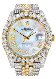 Diamond Iced Out Rolex Datejust 41 | 25 Carats Of Diamonds | Mother of Pearl Dial | Two Tone | Jubilee Band