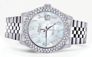 Mens Rolex Datejust Watch 16200 | 36Mm | Mother of Pearl Arabic Diamond Dial | Two Row 4.25 Carat Bezel | Jubilee Band