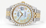 Diamond Iced Out Rolex Datejust 41 | 25 Carats Of Diamonds | Mother of Pearl Dial | Two Tone | Jubilee Band