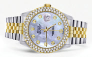 Diamond Gold Rolex Watch For Women 16233 | 36Mm | Mother of Pearl Dial | Two Row 4.25 Carat Bezel | Jubilee Band