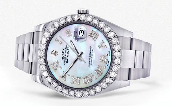 Rolex Datejust II Watch | 41 MM | Custom Pearl Roman Dial | Oyster Band