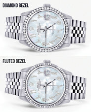 Diamond Mens Rolex Datejust Watch 16200 | 36Mm | Mother of Pearl Arabic Diamond Dial | Jubilee Band