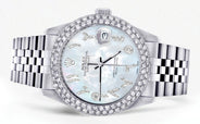Womens Rolex Datejust Watch 16200 | 36Mm | Mother of Pearl Arabic Diamond Dial | Two Row 4.25 Carat Bezel | Jubilee Band