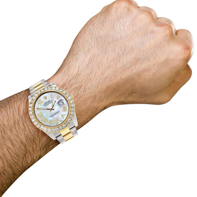 Rolex Datejust II Watch | 41 MM | 18K Yellow Gold & Stainless Steel | Custom Mother Of Pearl Dial | Oyster Band