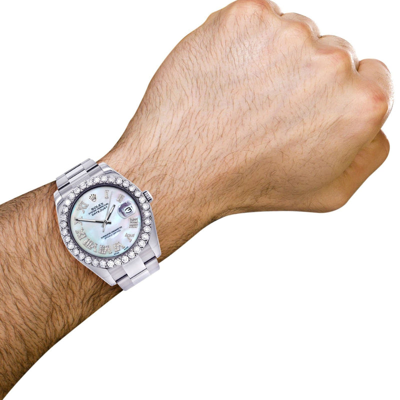 Rolex Datejust II Watch | 41 MM | Custom Pearl Roman Dial | Oyster Band