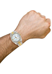 116233 | Hidden Clasp | Gold & Steel Rolex Datejust Watch | 36Mm | Mother of Pearl Arabic Diamond Dial | Jubilee Band
