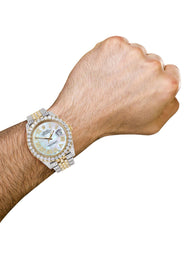Diamond Iced Out Rolex Datejust 41 | 25 Carats Of Diamonds | Mother of Pearl Dial | Two Tone | Jubilee Band