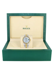 Diamond Gold Rolex Watch | 68273 | Fluted Bezel | 31MM | Mother of Pearl Diamond Dial | Jubilee Band