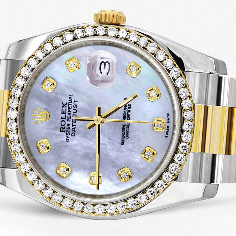 116233 | Diamond Gold Rolex Watch For Men | 36Mm | Mother Of Pearl Dial | Oyster Band
