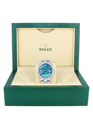 Diamond Iced Out Rolex Datejust 41 | 25 Carats Of Diamonds | Aquamarine Mother of Pearl Dial | Two Row | Oyster Band