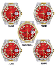 Gold & Steel Rolex Datejust Watch 16233 for Men  | 36Mm | Diamond Red Roman Dial | Jubilee Band