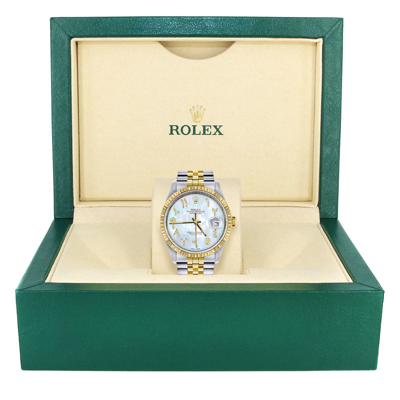Womens Rolex Datejust Watch 16233 Two Tone | 36Mm | Mother of Pearl Arabic Dial | Fluted Bezel | Jubilee Band