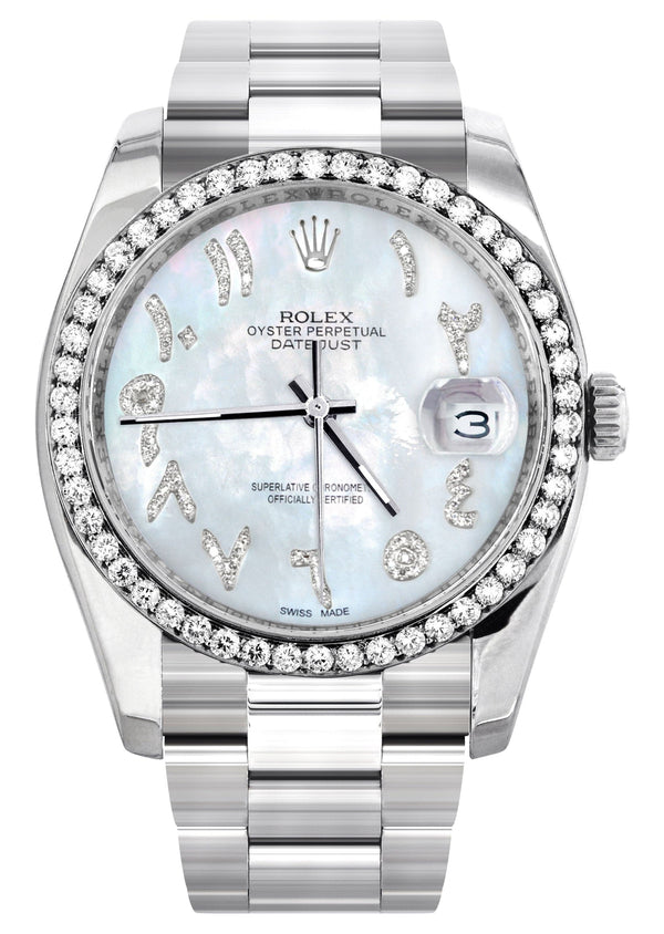 116200 | Rolex Datejust Watch | 36Mm | Mother Of Pearl Arabic Diamond Dial | Oyster Band