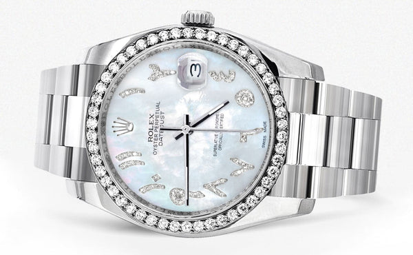116200 | Rolex Datejust Watch | 36Mm | Mother Of Pearl Arabic Diamond Dial | Oyster Band