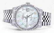 Mens Rolex Datejust Watch 16200 | Fluted Bezel | 36Mm | Mother of Pearl Arabic Dial | Jubilee Band