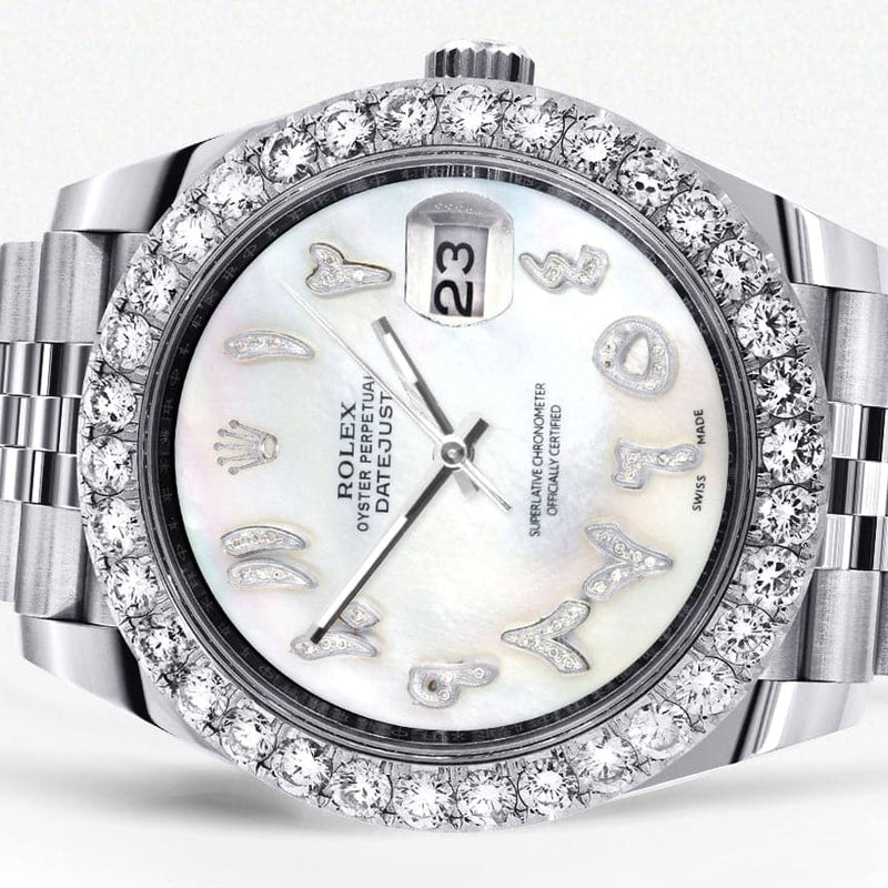 Rolex Datejust 41 Watch | 41 MM | Custom Mother of Pearl Arabic Diamond Dial | Jubilee Band