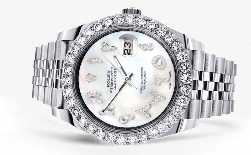 Rolex Datejust 41 Watch | 41 MM | Custom Mother of Pearl Arabic Diamond Dial | Jubilee Band