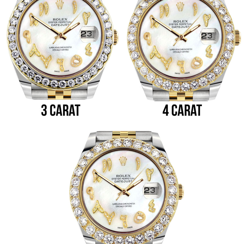 Rolex Datejust 41 Watch | 41 MM | 18K Yellow Gold & Stainless Steel | Custom Mother of Pearl Arabic Dial | Jubilee Band