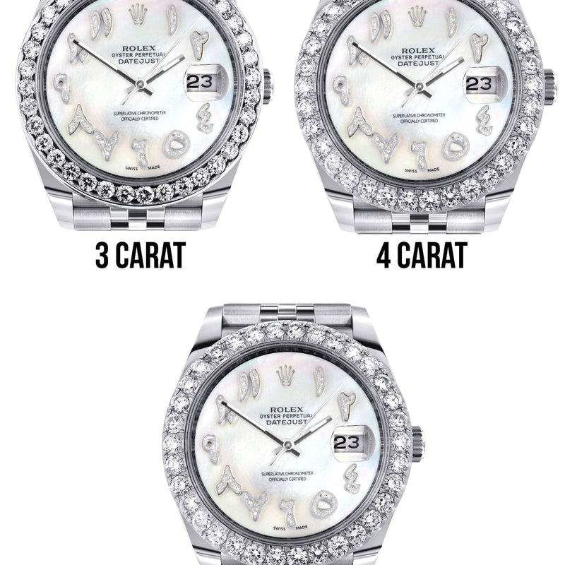 Rolex Datejust 41 Watch | 41 MM | Custom Mother of Pearl Arabic Diamond Dial | Jubilee Band