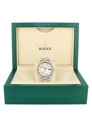 Diamond Iced Out Rolex Datejust 41 | 25 Carats Of Diamonds | Custom Mother of Pearl Arabic Numeral Diamond Dial | Two Tone | Jubilee Band