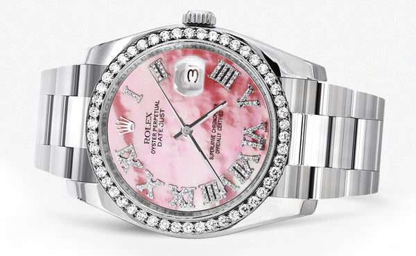 116200 | Rolex Datejust Watch | 36Mm | Pink Mother Of Pearl Roman Dial | Oyster Band