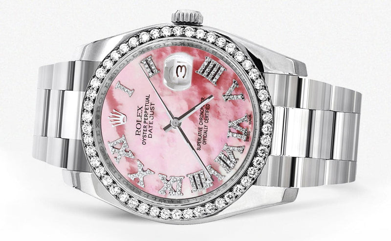 116200 | Rolex Datejust Watch | 36Mm | Pink Mother Of Pearl Roman Dial | Oyster Band