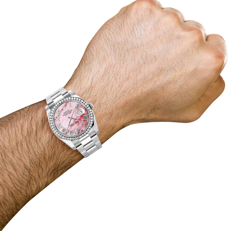 116200 | Rolex Datejust Watch | 36Mm | Pink Mother Of Pearl Roman Dial | Oyster Band