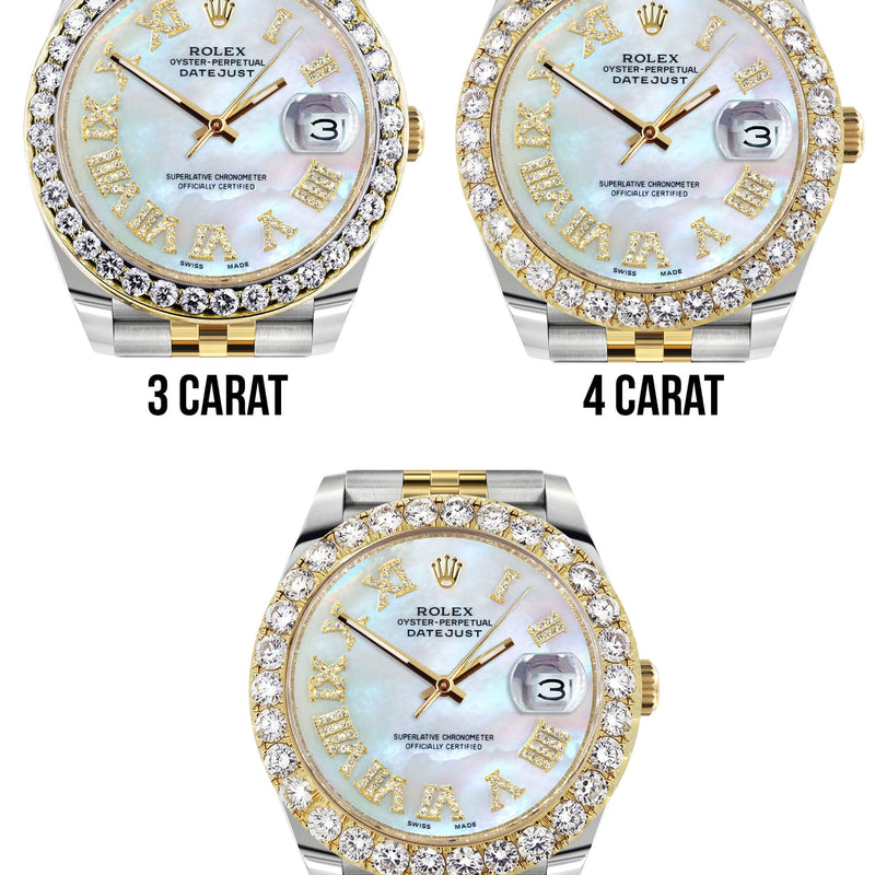 Rolex Datejust 41 Watch | 41 MM | 18K Yellow Gold & Stainless Steel | Custom Mother of Pearl Roman Dial | Jubilee Band