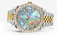 Rolex Datejust 41 Watch | 41 MM | 18K Yellow Gold & Stainless Steel | Custom Dark Mother of Pearl Roman Dial | Jubilee Band