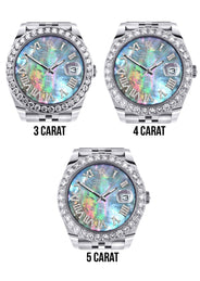 Rolex Datejust 41 Watch | 41 MM | Custom Dark Mother of Pearl Roman Diamond Dial | Jubilee Band