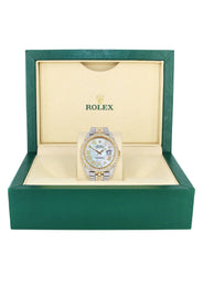 Diamond Iced Out Rolex Datejust 41 | 25 Carats Of Diamonds | Mother Of Pearl Dial | Two Tone | Two Row | Jubilee Band